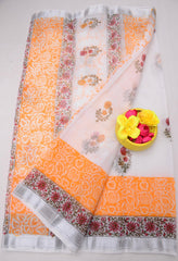Bulk Quantity Hand-Block Printed Kota Doria Saree