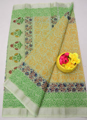 Bulk Price Handcrafted Kota Doria Saree with Block Prints