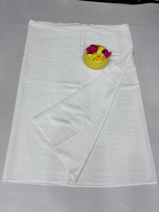 Wholesale Quantity White Color Cotton MulMul Saree with Running Blouse
