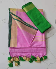 Bulk Price Linen Cotton Plain Saree