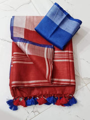 Bulk Price Linen Cotton Plain Saree