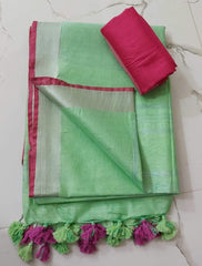 Bulk Price Linen Cotton Plain Saree