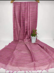 Bulk Price Handwoven Cotton Baswada Silk Saree With Flag Strip Lines