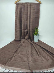 Bulk Price Handwoven Cotton Baswada Silk Saree With Flag Strip Lines