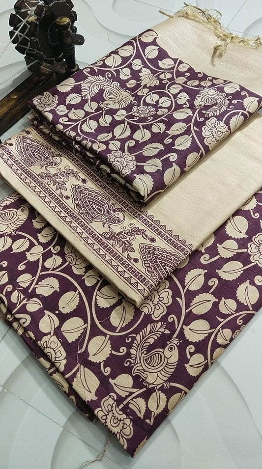 Wholesale Quantity Cotton Silk Kalamkari Printed Dress Material Order Sample