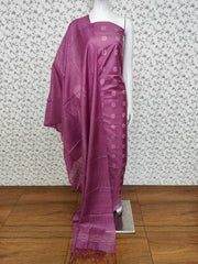 Bulk Price Semi Tussar Silk Dress Material with Star Buta Weave