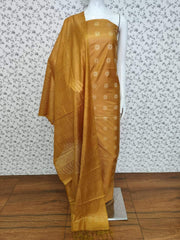 Bulk Price Semi Tussar Silk Dress Material with Star Buta Weave