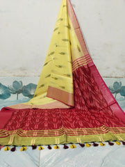Wholesale Price Linen Cotton Ikkat Print Saree