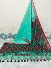 Wholesale Price Linen Cotton Ikkat Print Saree