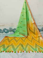 Wholesale Price Linen Cotton Ikkat Print Saree