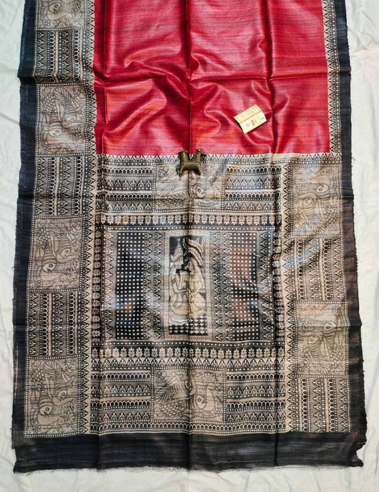Wholesale Price Pure Ghicha Silk Saree Screen Print