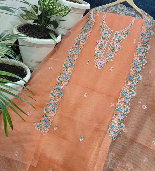 Bulk Price Kota Doria Embroidery Work Suits Order Sample