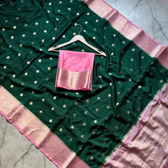 Bulk Price Semi Katan Soft Banarasi Silk Saree With Zari Buti Work