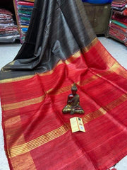 Bulk Quantity Double Color Pure Tussar Ghicha Silk Saree