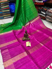 Bulk Quantity Double Color Pure Tussar Ghicha Silk Saree