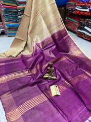 Bulk Quantity Double Color Pure Tussar Ghicha Silk Saree