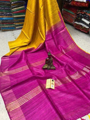 Bulk Quantity Double Color Pure Tussar Ghicha Silk Saree