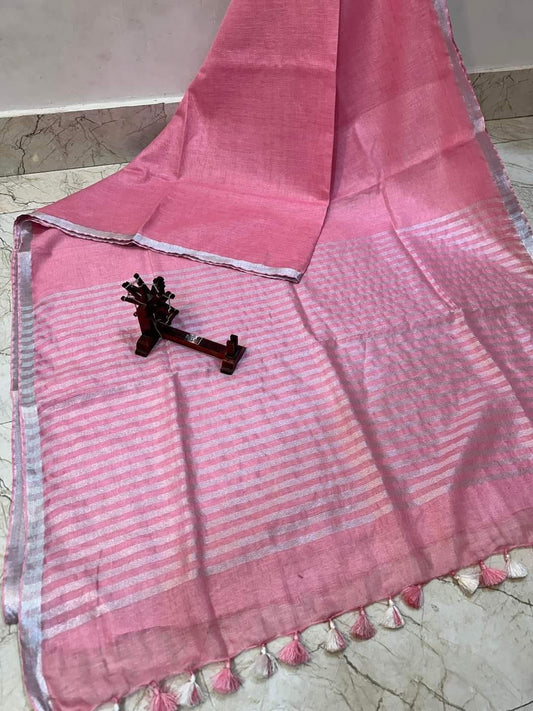 Wholesale Quantity Weave Design Pure Linen Saree