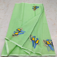 Wholesale Quantity Kota Doria Cotton Mix Embroidered Saree - Warm Peach Colour Order Sample