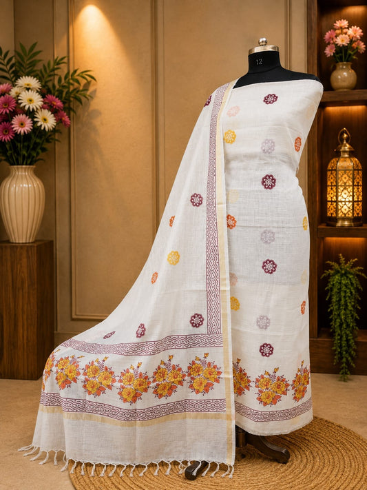 Wholesale Price Kota Doria Hand Block Printed Dress Material