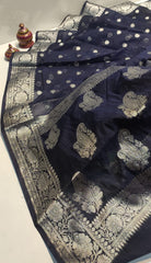 Bulk Quantity Semi Chiffon Georgette Silk Saree with Silver Zari Work and Blouse