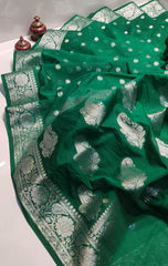 Bulk Quantity Semi Chiffon Georgette Silk Saree with Silver Zari Work and Blouse