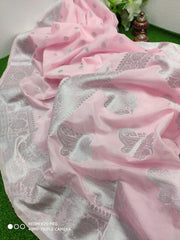 Bulk Quantity Semi Chiffon Georgette Silk Saree with Silver Zari Work and Blouse