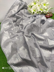 Bulk Quantity Semi Chiffon Georgette Silk Saree with Silver Zari Work and Blouse