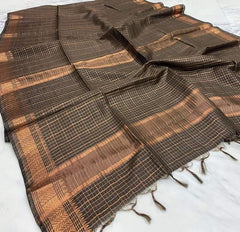 Wholesale Quantity Bhagalpuri Maheshwari Cotton Silk Mini Checks Zari Woven Saree