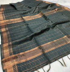 Wholesale Quantity Bhagalpuri Maheshwari Cotton Silk Mini Checks Zari Woven Saree Order Sample