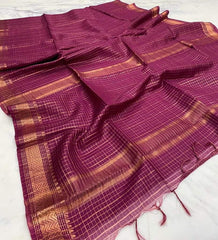 Wholesale Quantity Bhagalpuri Maheshwari Cotton Silk Mini Checks Zari Woven Saree