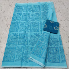 Wholesale Price Machine Embroidered Kota Doria Cotton Saree