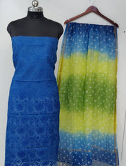 Bulk Price Pure Cotton Kota Doria Chikankari Work Dress Material