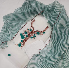 Bulk Price Leheriya Dupatta Kota Doria Embroidered Dress Material