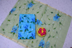 Wholesale Price Floral Design Hand Painted Kota Doria Cotton Suit With Contrast Dupatta