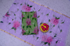 Wholesale Price Floral Design Hand Painted Kota Doria Cotton Suit With Contrast Dupatta