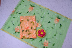 Wholesale Price Floral Design Hand Painted Kota Doria Cotton Suit With Contrast Dupatta