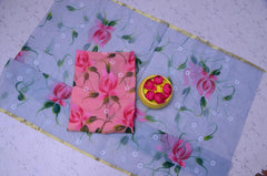 Wholesale Price Floral Design Hand Painted Kota Doria Cotton Suit With Contrast Dupatta