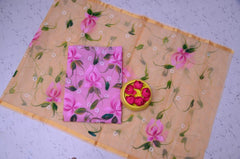 Wholesale Price Floral Design Hand Painted Kota Doria Cotton Suit With Contrast Dupatta