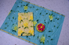 Wholesale Price Floral Design Hand Painted Kota Doria Cotton Suit With Contrast Dupatta