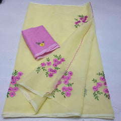 Wholesale Quantity Embroidered Work Kota Doria Cotton Sarees