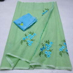 Wholesale Quantity Embroidered Work Kota Doria Cotton Sarees