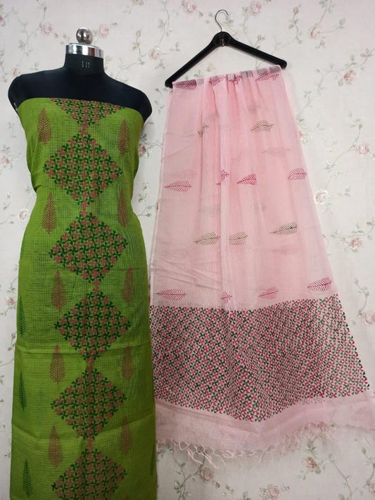 Bulk Quantity Kota Doria Suit Unstitched Cotton Block Print Fabric