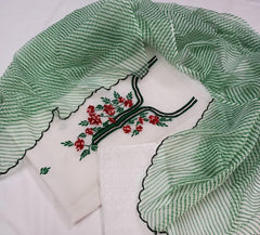 Bulk Price Leheriya Dupatta Kota Doria Embroidered Dress Material