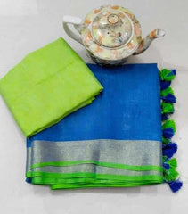 Wholesale Quantity Linen Cotton Plain Saree