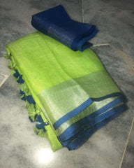 Wholesale Quantity Linen Cotton Plain Saree