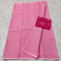 Wholesale Price Machine Embroidered Kota Doria Cotton Saree