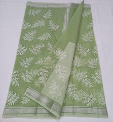 Wholesale Price Machine Embroidered Work Kota Doria Cotton Saree