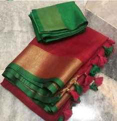 Wholesale Quantity Linen Cotton Plain Saree