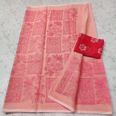 Wholesale Price Machine Embroidered Kota Doria Cotton Saree